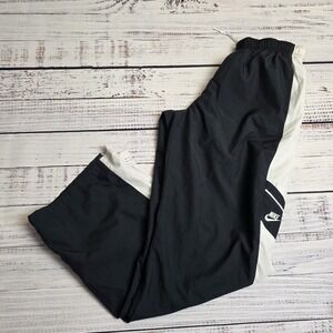 Nike Gray Tag‎ Black Polyester Windbreaker Pants Youth XL Ankle Zip Swoosh Lined
